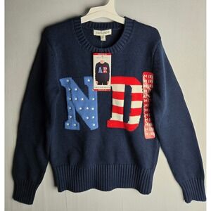State of Mine Kids Americana Sweater Navy Blue USA Stars Stripes Size M 8 NWT